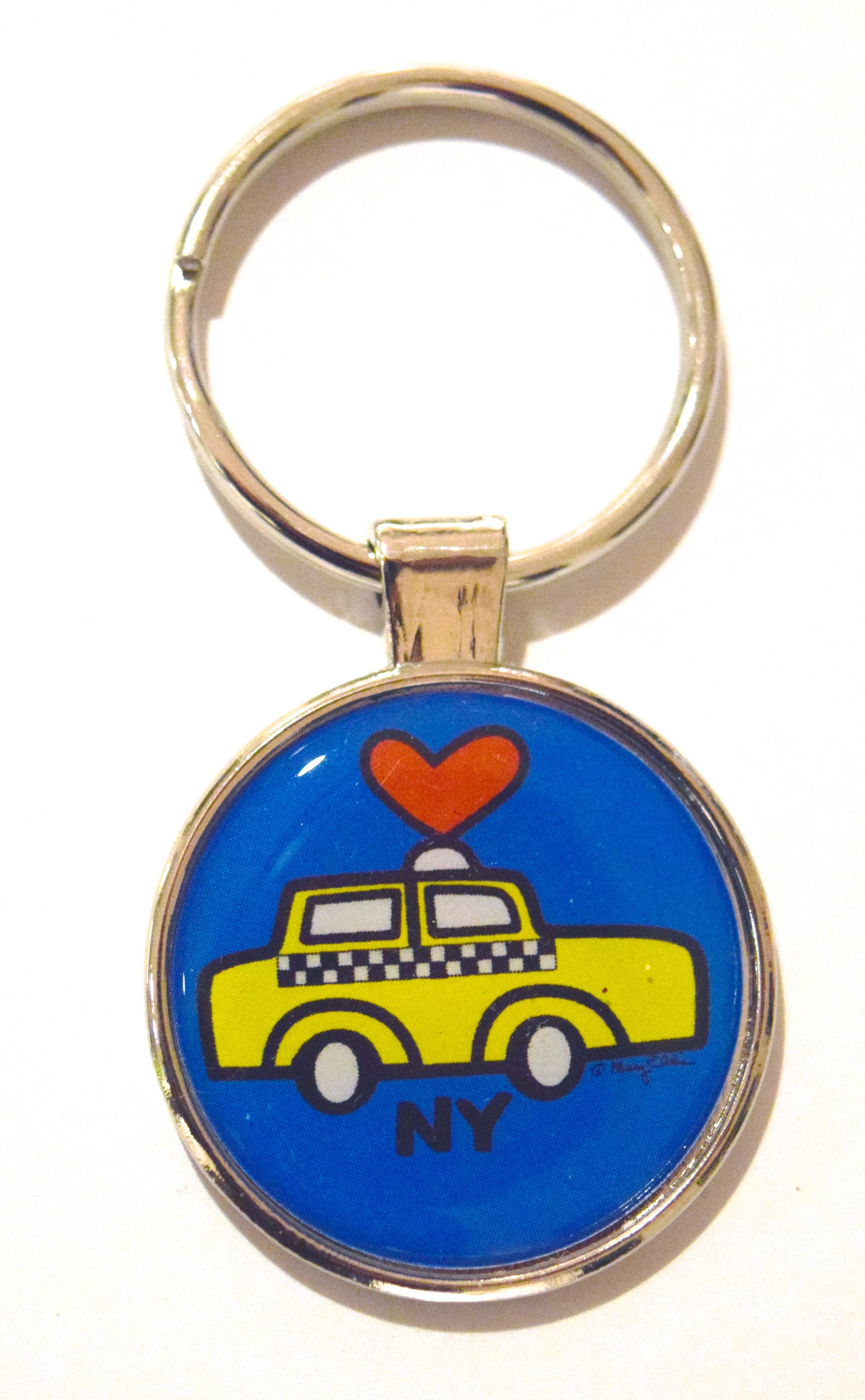 New York Keychain Taxi Cab Heart